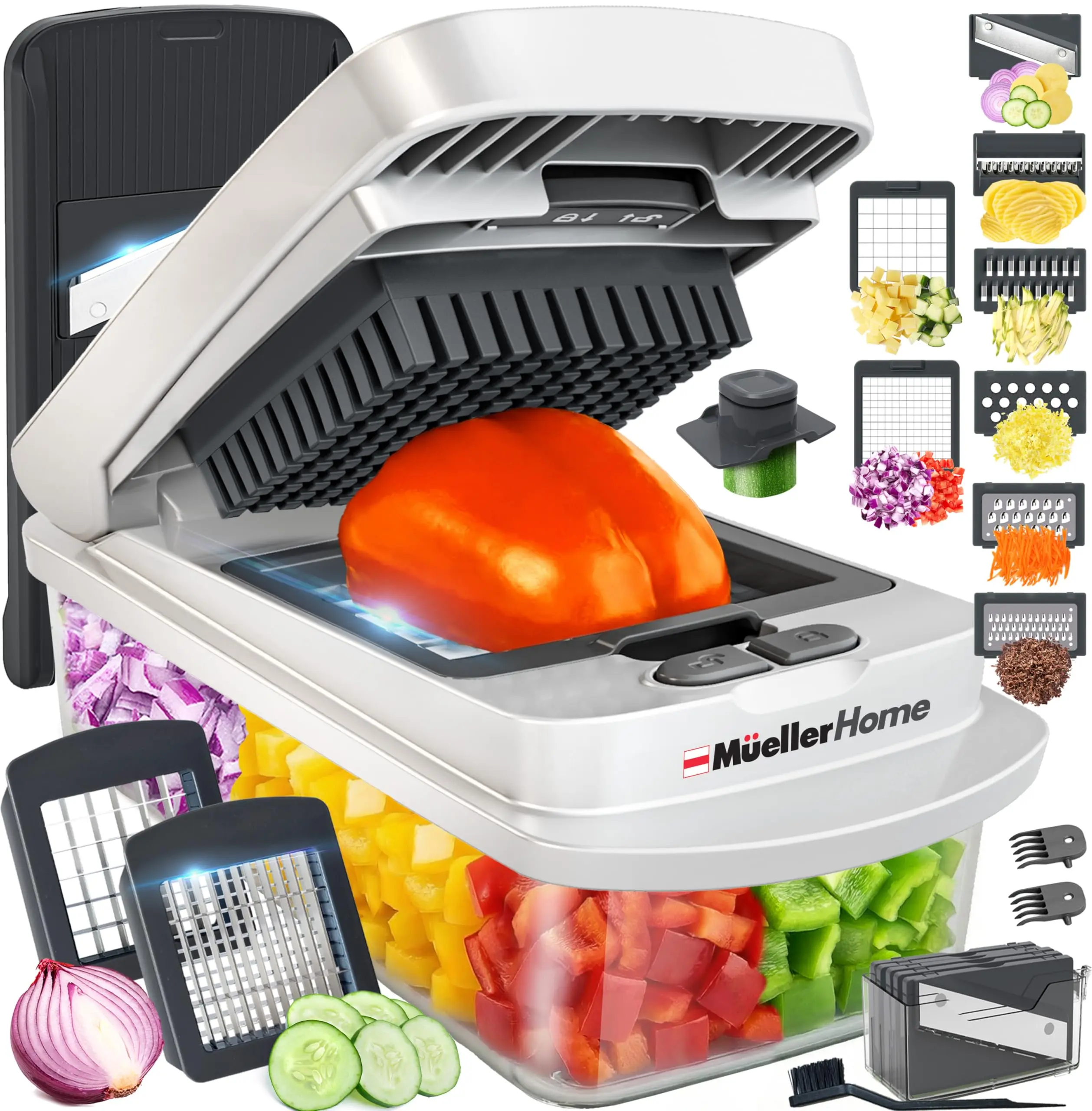 Mueller The Real Original Pro Vegetable Chopper & Mandoline Slicer, 10-in-1